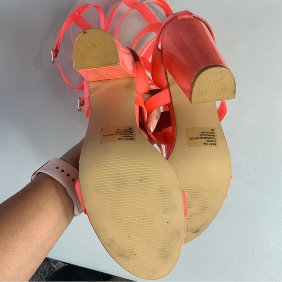 Steve madden X iggy azalea gladiator high-heel sandals neon orange, coral 7.5 - Picture 5 of 14